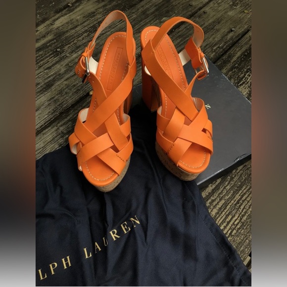 Ralph Lauren Collection women platform heel leather sandals - Picture 2 of 9